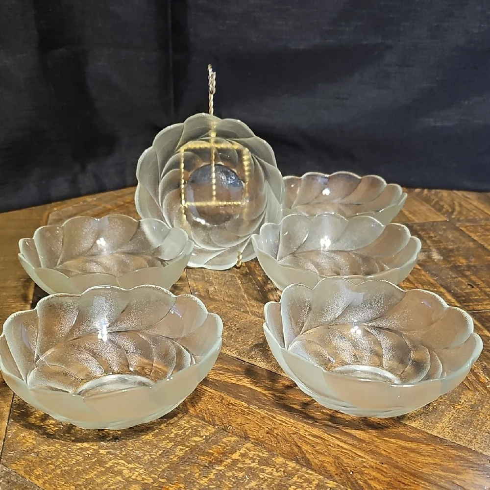 Elegant Frosted Glass Bowl Set - 6 Total